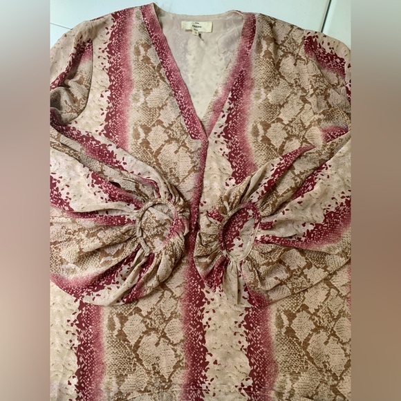 ENTRO Pink Snake Reptile Print V-Neck Blouse Top - Picture 11 of 12